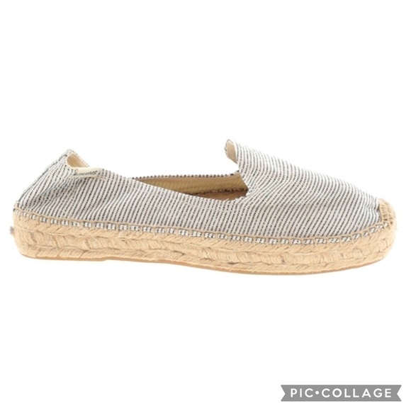 Soludos Black & White Striped Espadrille size 7 Flats - Picture 1 of 4